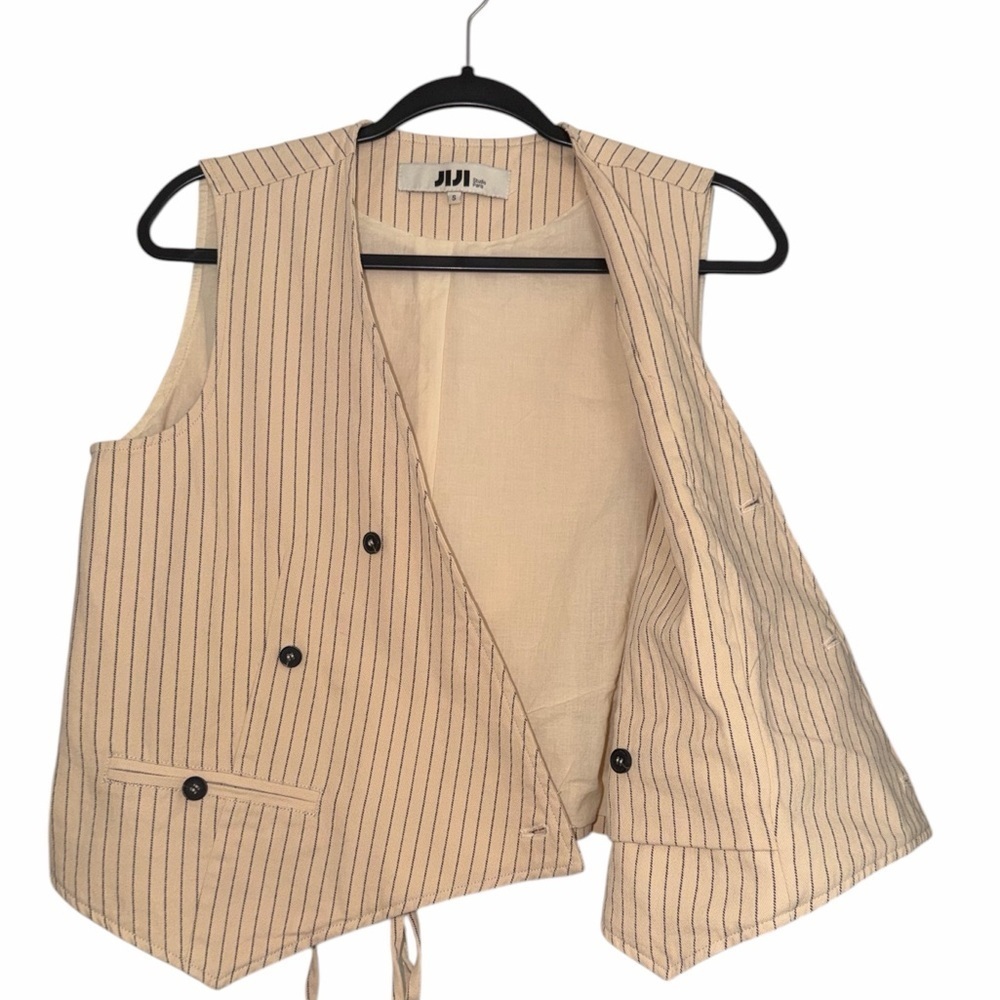 JiJi Studio Paris France Tailored Pin Striped Vest Small - Picture 4 of 11